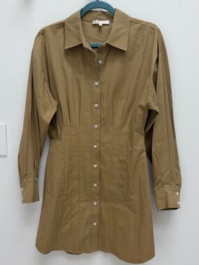 Wayf Tan Button-Front Shirt Dress
